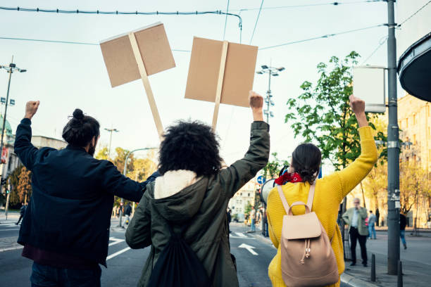 Young Protesters Protesting At The Street