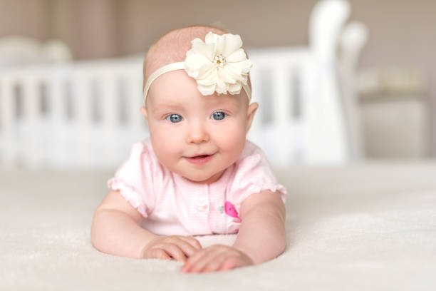 Portrait Of Pretty Baby Girl With Blue Eyes.
