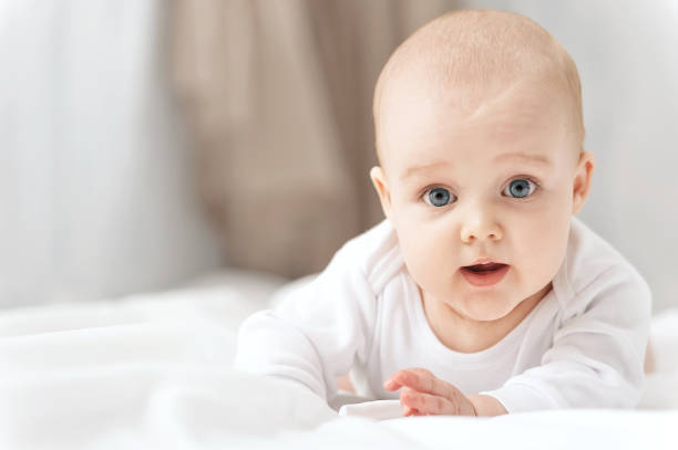 Portrait Of A Crawling Baby On The Carpet In My Room