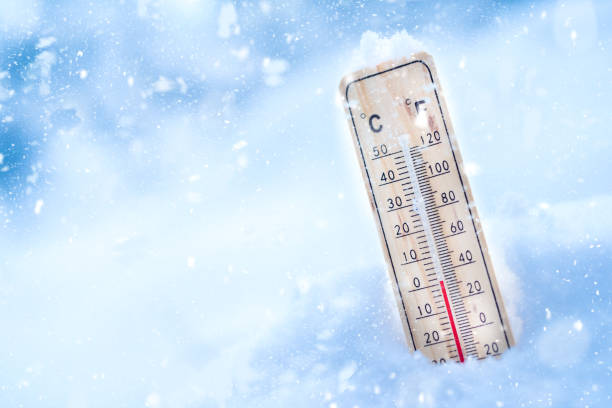 Winter Time. Thermometer On Snow Shows Low Temperatures.